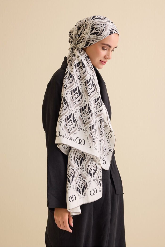 Lale Beige Katoen Zijden Sjaal - Afbeelding 2