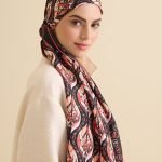 Lale Zwart-Oranje Katoen Zijden Sjaal