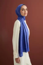 Zincir Kare Kobaltblauw Katoen-Zijden Sjaal - Afbeelding 2