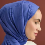 Zincir Kare Kobaltblauw Katoen-Zijden Sjaal