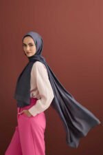 Zincir Kare Antraciet Katoen-Zijden Sjaal - Afbeelding 2