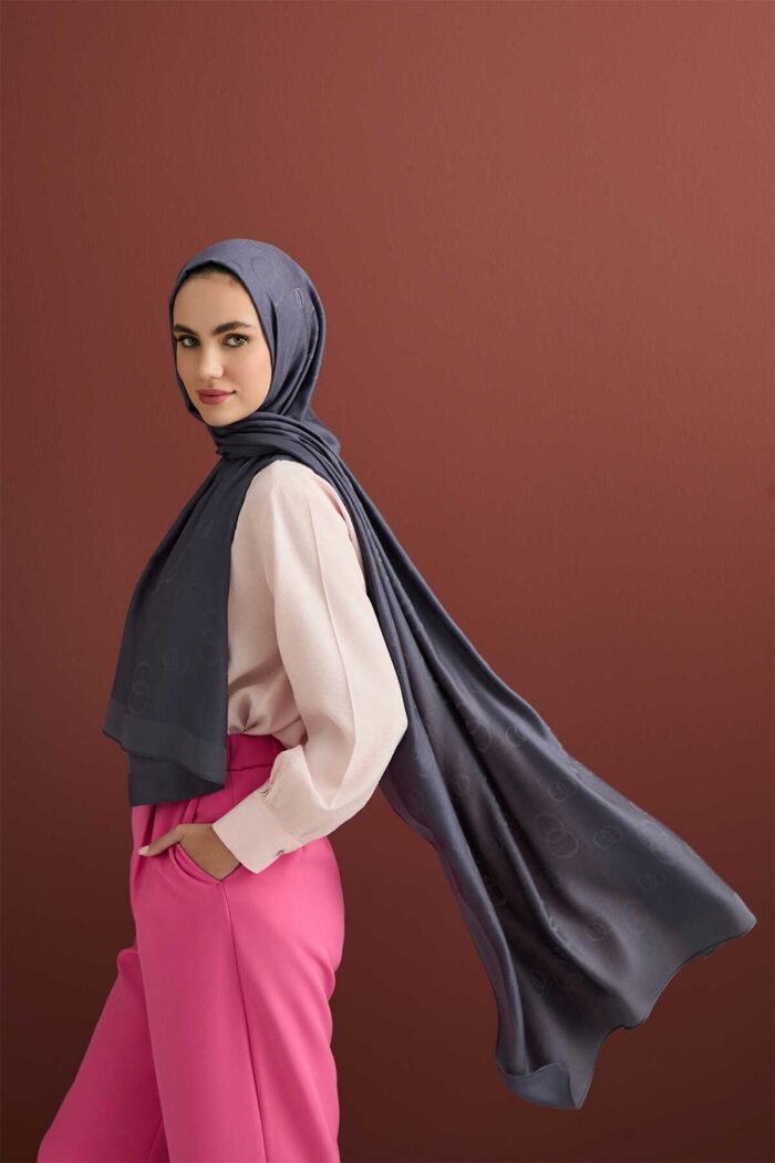 Zincir Kare Antraciet Katoen-Zijden Sjaal - Afbeelding 2