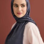 Zincir Kare Antraciet Katoen-Zijden Sjaal