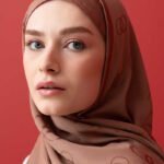 Zincir Kare Cognackleur Katoen-Zijden Sjaal