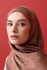 Zincir Kare Cognackleur Katoen-Zijden Sjaal