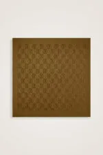 Naia katoenen hoofddoek met dambordprint – khaki, 95×95 cm - Afbeelding 4