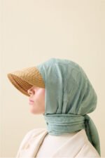 Dama Desen NijlGroen Naia Katoenen Sjaal - Afbeelding 3