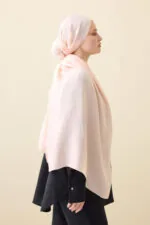 Naia katoenen sjaal met dambordprint – zalm - Afbeelding 2