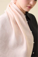 Dama Desen Zalmkleur Naia Katoenen Sjaal - Afbeelding 3