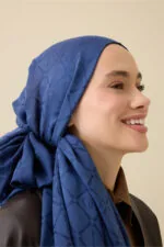 Tencel-katoen-zijden sjaal donkerblauw – Iman