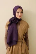Tencel-katoen-zijden sjaal paars – Iman - Afbeelding 2