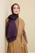 İman I Paars Tencel Katoen en Zijde Sjaal - Afbeelding 3