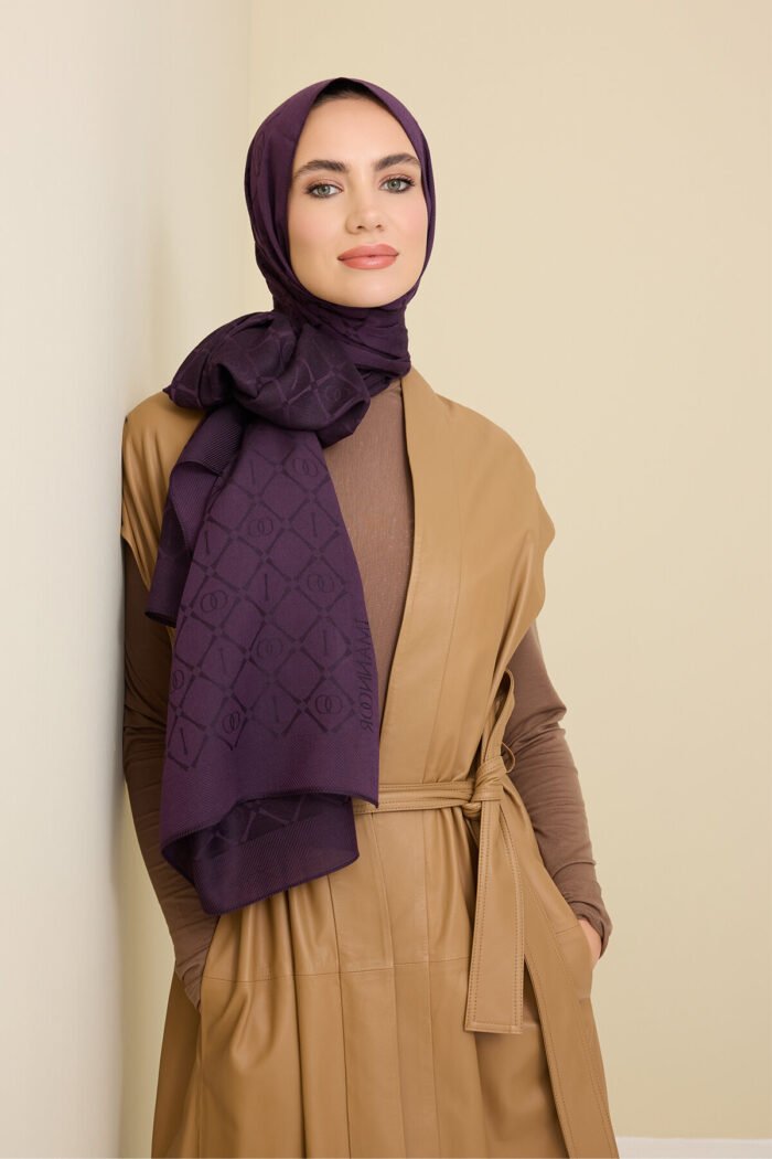 İman I Paars Tencel Katoen en Zijde Sjaal - Afbeelding 3