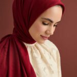 Chain Pattern Bordeaux Katoen-Zijde Sjaal