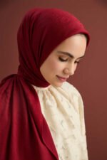 Chain Pattern Bordeaux Katoen-Zijde Sjaal