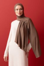 Nude colorway Cappuccinokleur premium sjaal (70 x 180 cm) - Afbeelding 2