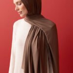 Nude colorway Cappuccinokleur premium sjaal (70 x 180 cm)