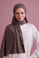 Nude colorway donkergrijze premium sjaal (70 x 180 cm)