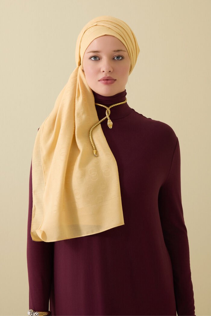 Chain Pattern Light Honing Katoen-Zijde Sjaal - Afbeelding 2