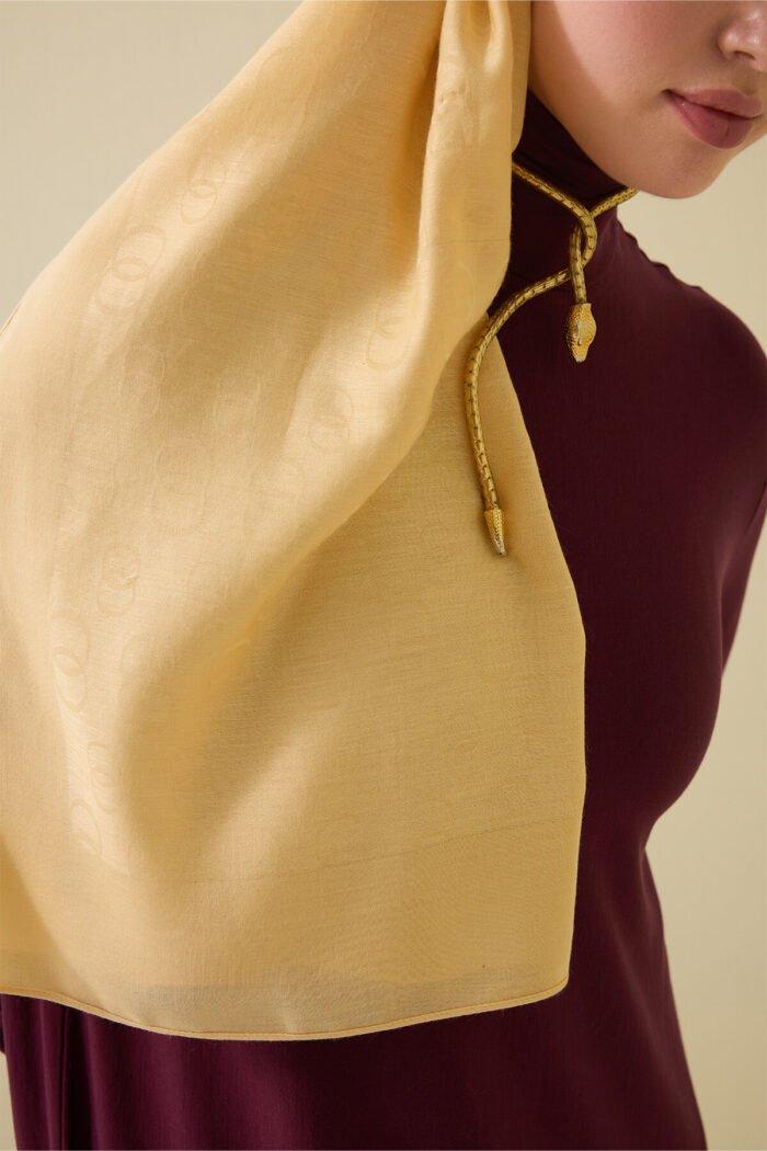 Chain Pattern Light Honing Katoen-Zijde Sjaal - Afbeelding 3