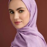 Chain Pattern Lavendelkleur Katoen-Zijde Sjaal