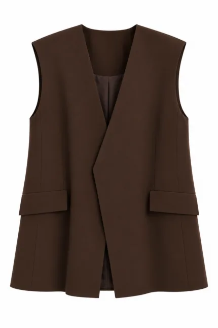 Gilet met overslag – bruin