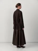 Overhemdblouse met veterdetail – bruin gestreept