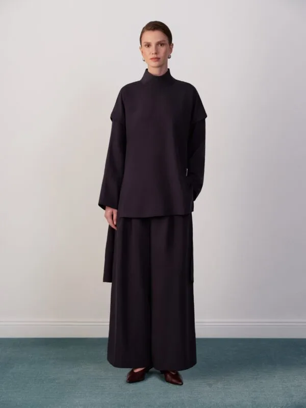 Blouse met veterdetail – bruin