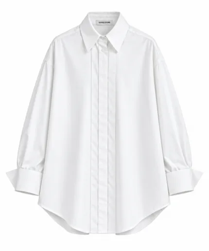 Katoenen blouse met dubbele knoopsluiting – wit