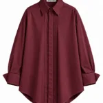 Katoenen blouse met dubbele knoopsluiting – bordeaux