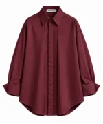 Katoenen blouse met dubbele knoopsluiting – bordeaux
