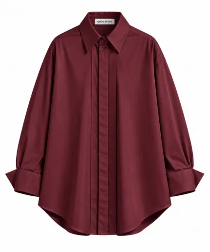 Katoenen blouse met dubbele knoopsluiting – bordeaux