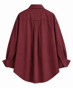 Katoenen blouse met dubbele knoopsluiting – bordeaux