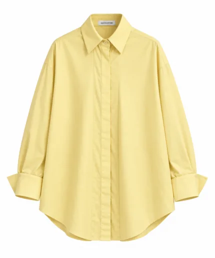 Katoenen blouse met dubbele knoopsluiting – geel