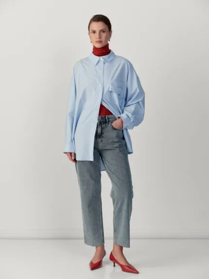 Cropped jeans – blauw