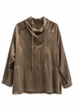 Blouse met stiknaaddetail – khaki