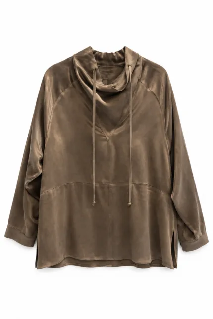 Blouse met stiknaaddetail – khaki