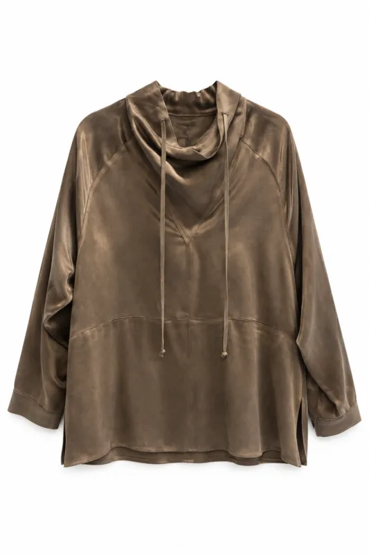 Blouse met stiknaaddetail – khaki