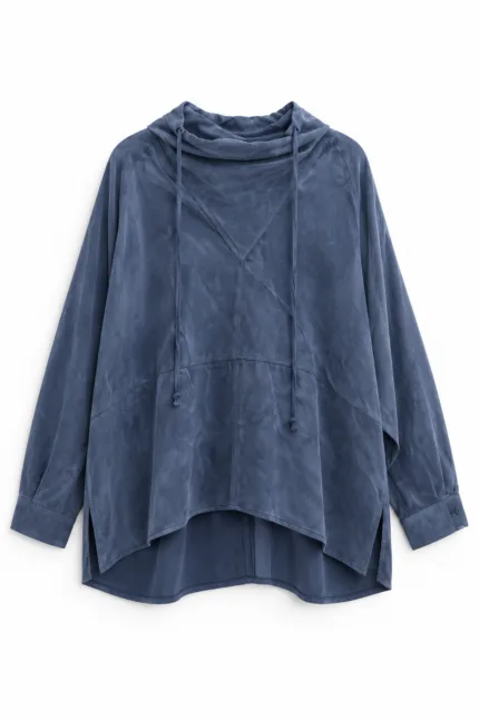 Blouse met stiknaaddetail – indigo