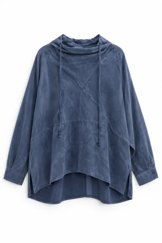 Blouse met stiknaaddetail – indigo