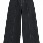 Denim broek met stiksels – antraciet