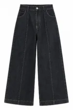 Denim broek met stiksels – antraciet