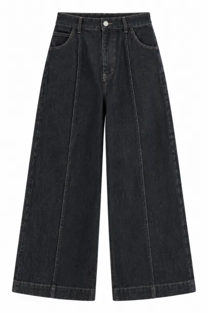 Denim broek met stiksels – antraciet