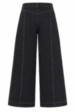 Denim broek met stiksels – bruin