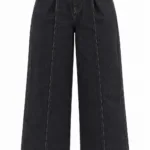 Denim broek met stiksels – bruin