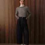 Denim broek met stiksels – marineblauw