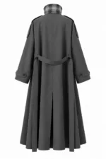 Trenchcoat met ruitdetail – grijs
