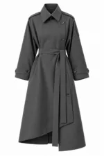 Trenchcoat met ruitdetail – grijs