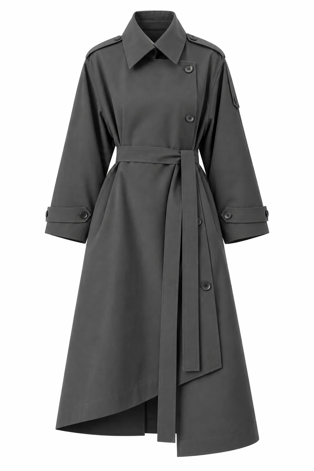 Trenchcoat met ruitdetail – grijs Trenchcoat met ruitdetail – grijs
