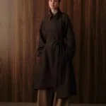 Trenchcoat met ruitdetail – bruin